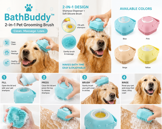 BathBuddy™ 2-in-1 Pet Grooming Brush